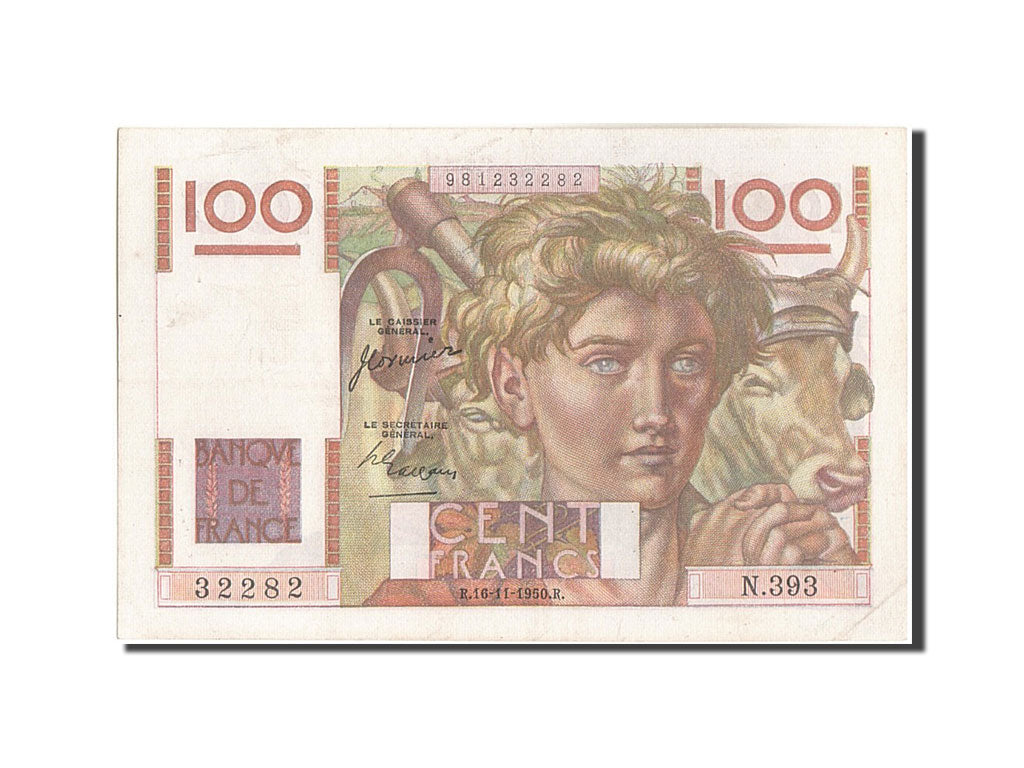 Biljet, Frankrijk, 100 Francs, 100 F 1945-1954 ''Jeune Paysan'', 1950
