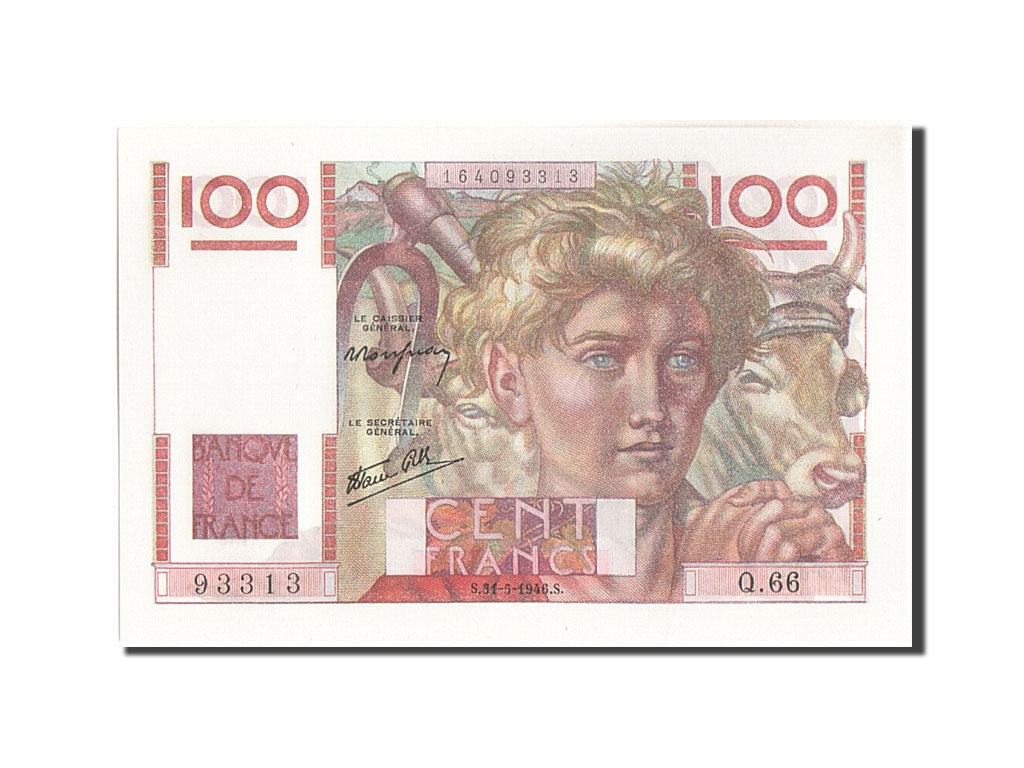 Banknote, France, 100 Francs, 100 F 1945-1954 ''Jeune Paysan'', 1946