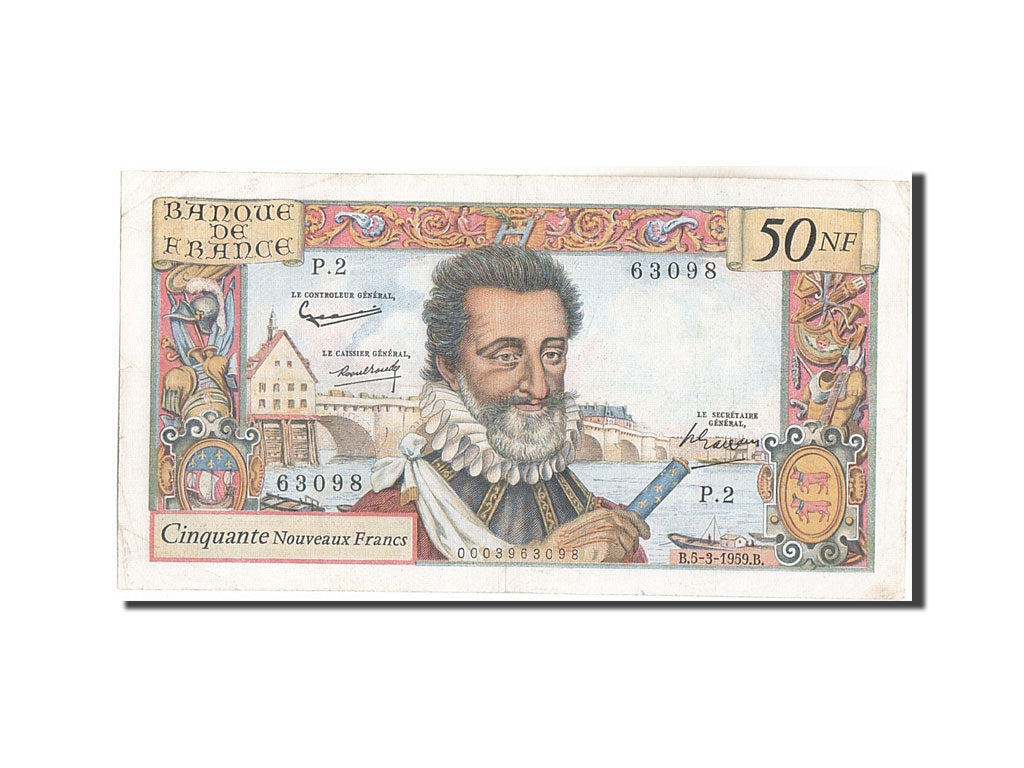 Biljet, Frankrijk, 50 Nouveaux Francs, 50 NF 1959-1961 ''Henri IV'', 1959
