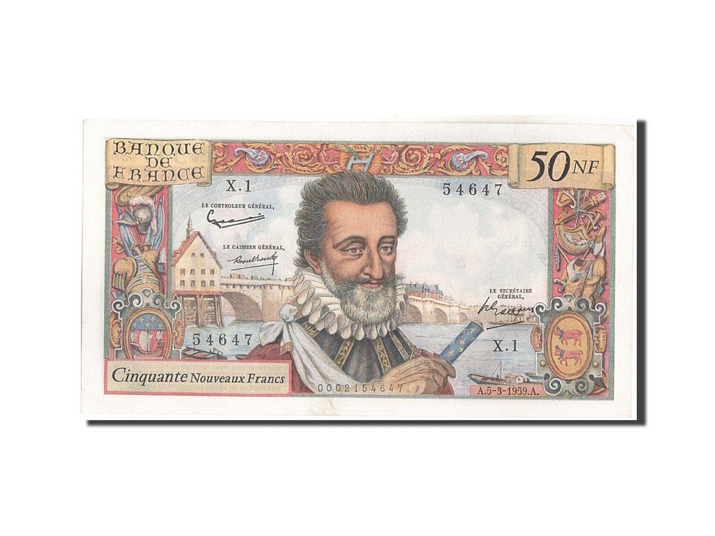 Billet, France, 50 Nouveaux Francs, 50 NF 1959-1961 ''Henri IV'', 1959