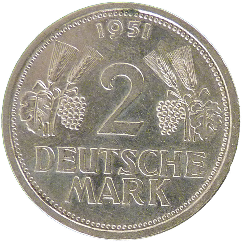 Monnaie, République fédérale allemande, 2 Mark, 1951, Hambourg, TTB+