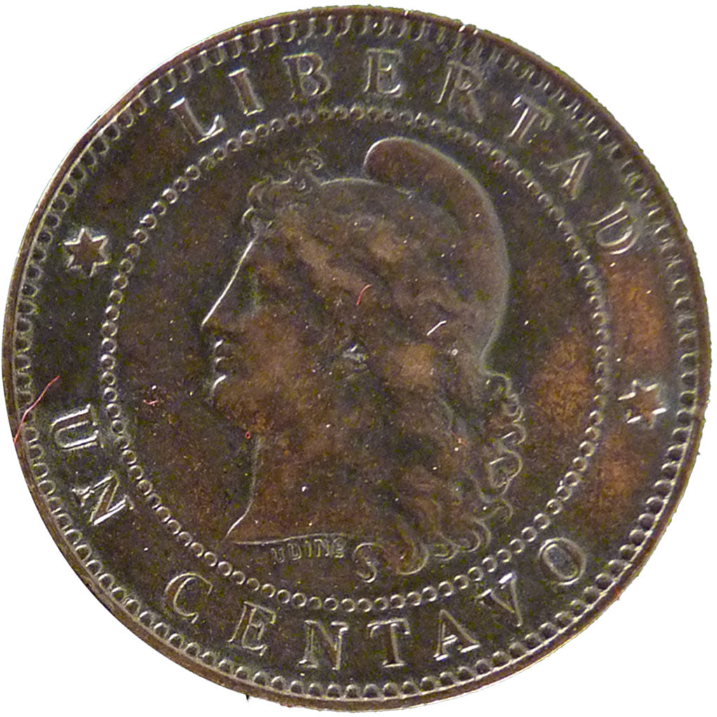 Argentina, 1 Centavo, 1891, KM #32, AU(50-53), Copper, 4.90