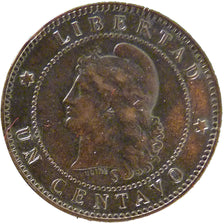 Argentina, 1 Centavo, 1891, KM #32, AU(50-53), Copper, 4.90
