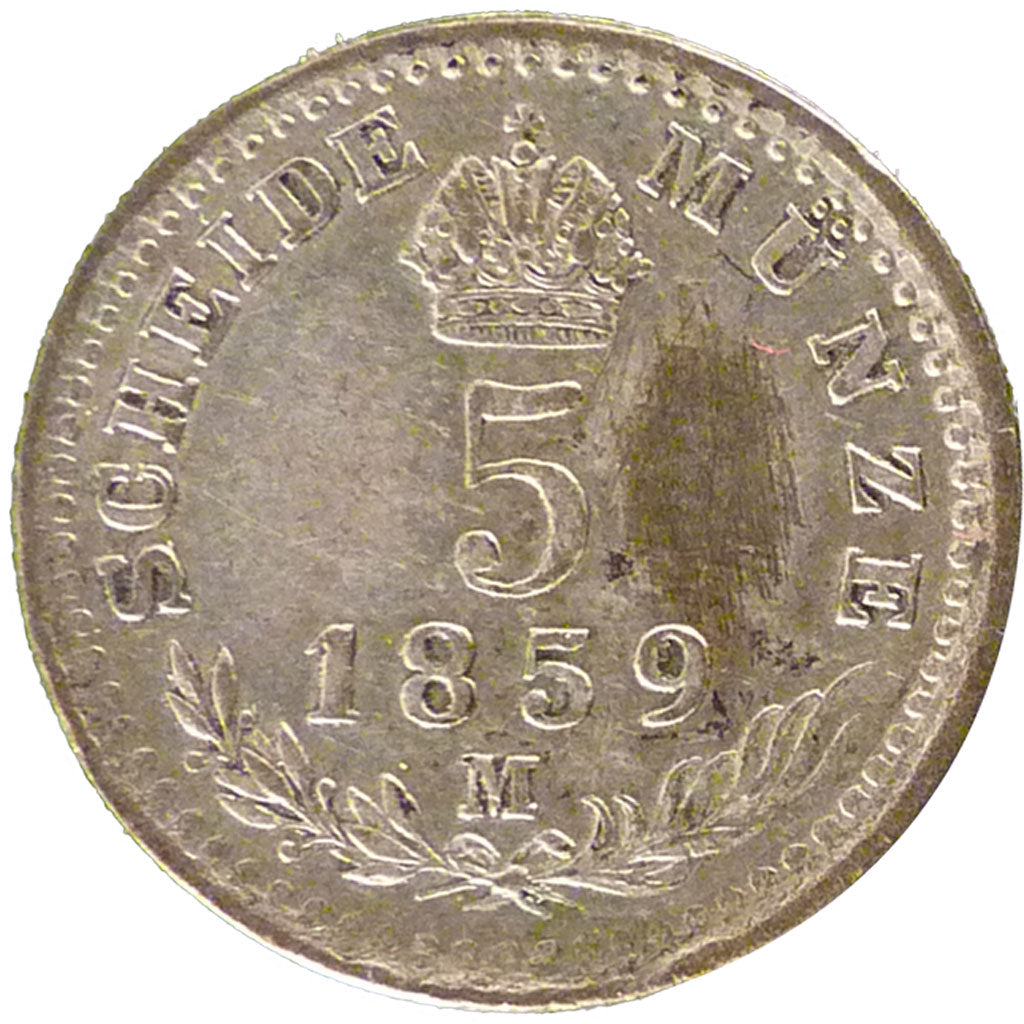 Austria, Franz Joseph I, 5 Kreuzer, 1859, Milan, MB, Argento