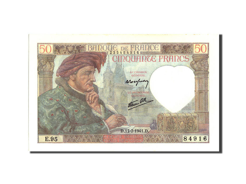 Billete, Francia, 50 Francs, 50 F 1940-1942 ''Jacques Coeur'', 1941, 1941-07-17
