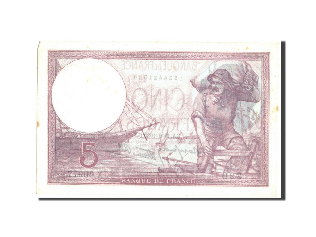 Geldschein, Frankreich, 5 Francs, 5 F 1917-1940 ''Violet'', 1939, 1939-08-17