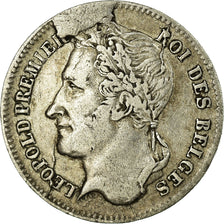 Moneda, Bélgica, Leopold I, 1/4 Franc, 1834, MBC, Plata