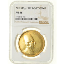 Coin, Egypt, Fuad I, 500 Piastres, 1922, British Royal Mint, NGC, AU58, Gold