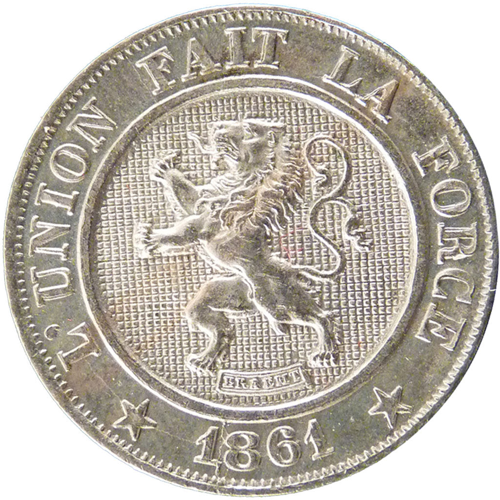Belgium, 10 Centimes, 1861, AU(55-58), Nickel, 4.40