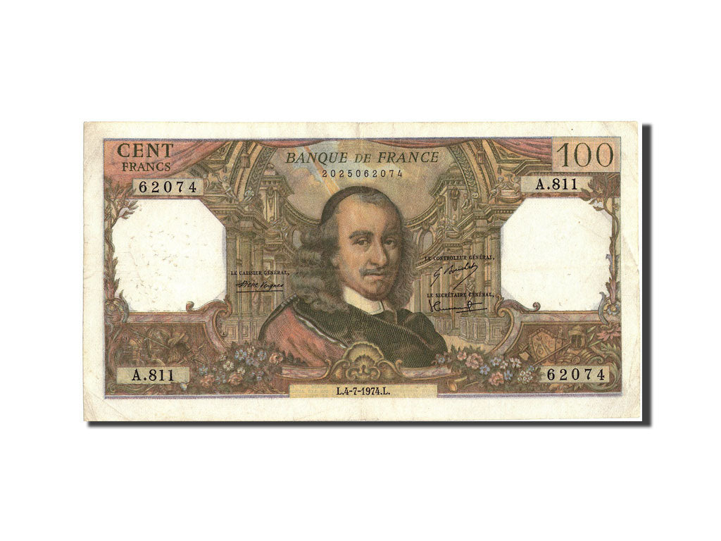 Francia, 100 Francs, 100 F 1964-1979 ''Corneille'', 1974, KM:149d, 1974-07-04...