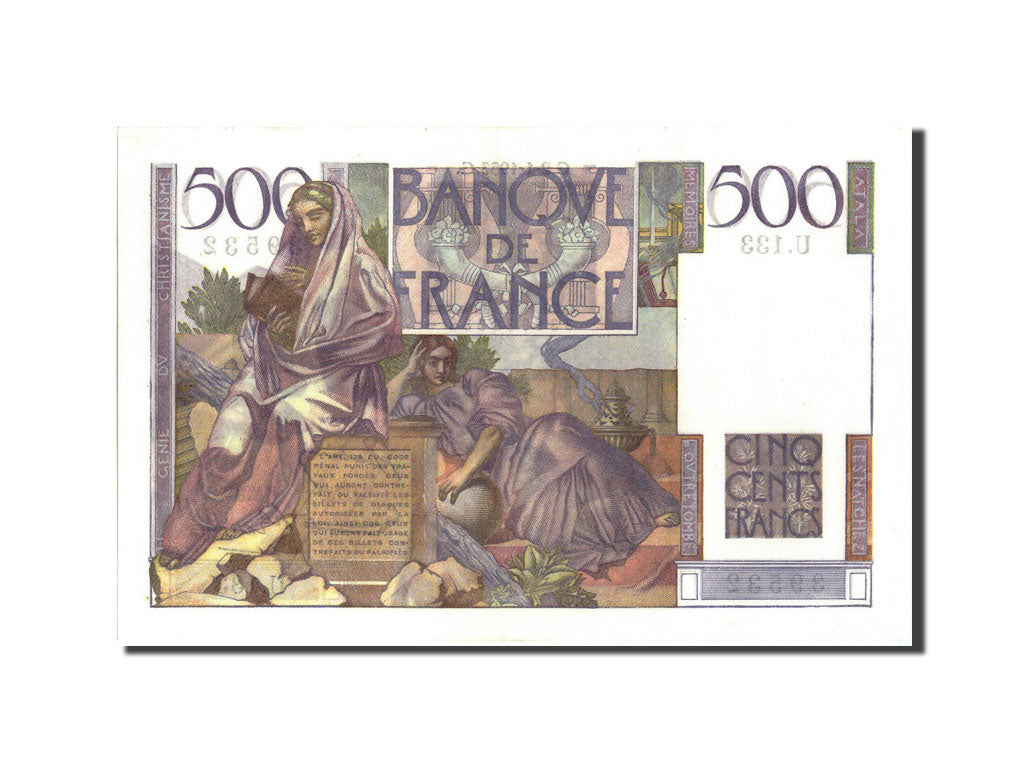 France, 500 Francs, 500 F 1945-1953 ''Chateaubriand'', 1953, KM:129c, 1953-01...