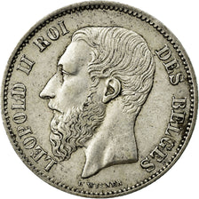 Moneta, Belgia, Leopold II, 50 Centimes, 1866, AU(50-53), Srebro