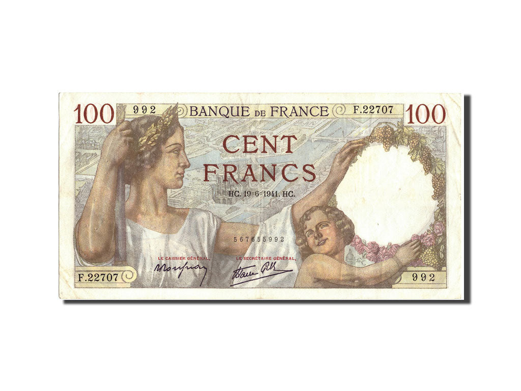 Banknote, France, 100 Francs, 100 F 1939-1942 ''Sully'', 1941, 1941-06-19