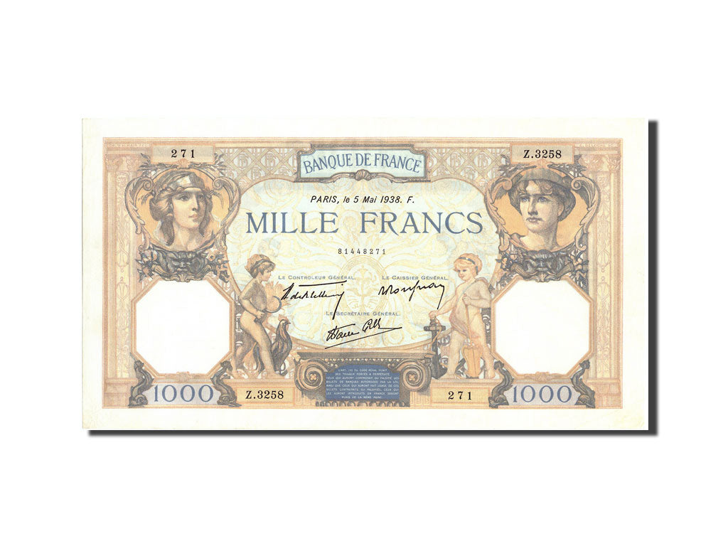 France, 1000 Francs, 1 000 F 1927-1940 ''Cérès et Mercure'', 1938, KM:90c,...
