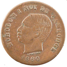 Cambodia, 5 Centimes, 1860, EF(40-45), Copper, Lecompte #14, 5.00
