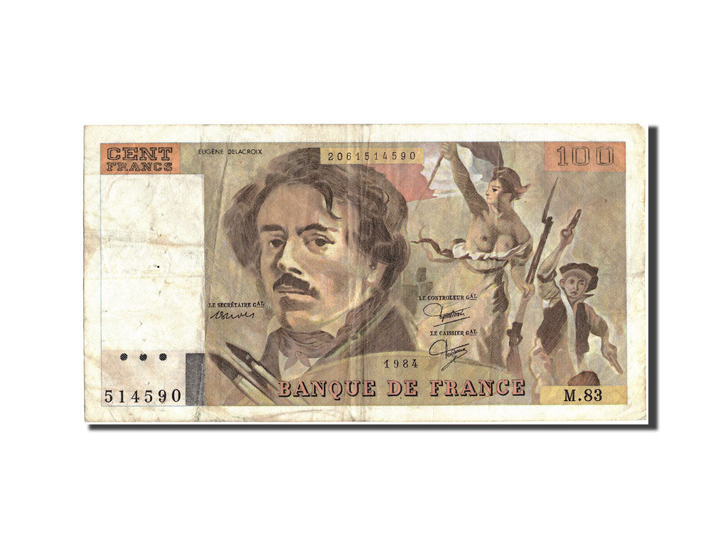 Geldschein, Frankreich, 100 Francs, 100 F 1978-1995 ''Delacroix'', 1984, 1984