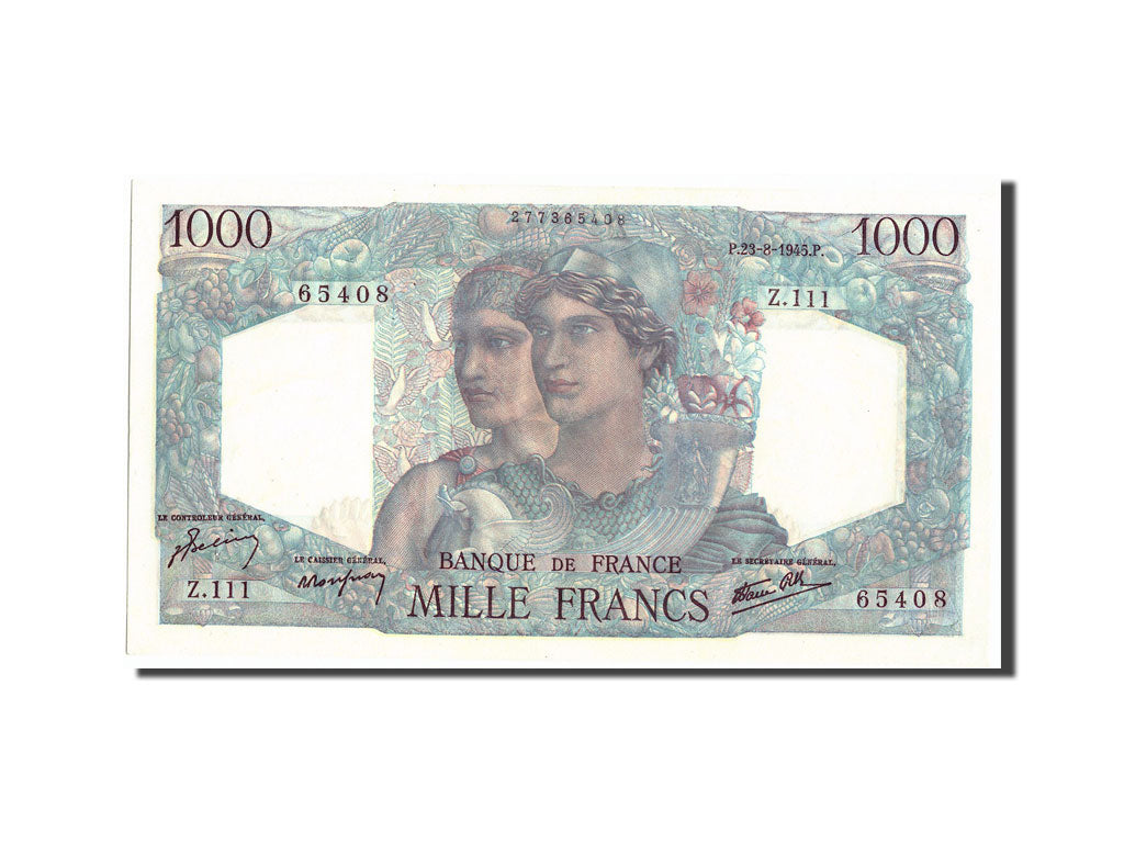 Banknote, France, 1000 Francs, 1 000 F 1945-1950 ''Minerve et Hercule'', 1945