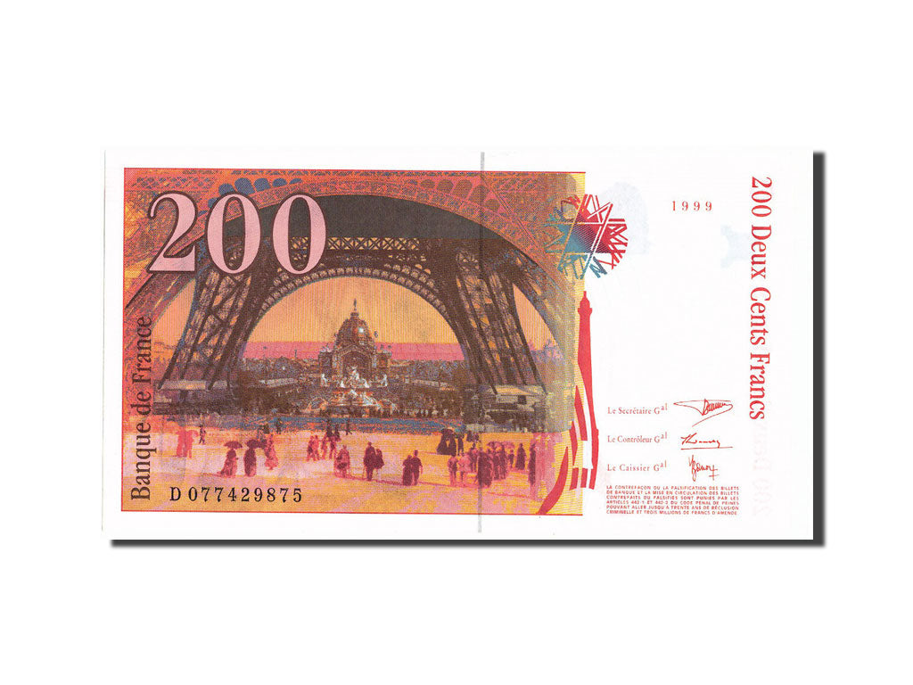 Banconote, Francia, 200 Francs, 200 F 1995-1999 ''Eiffel'', 1999, 1999, SPL+