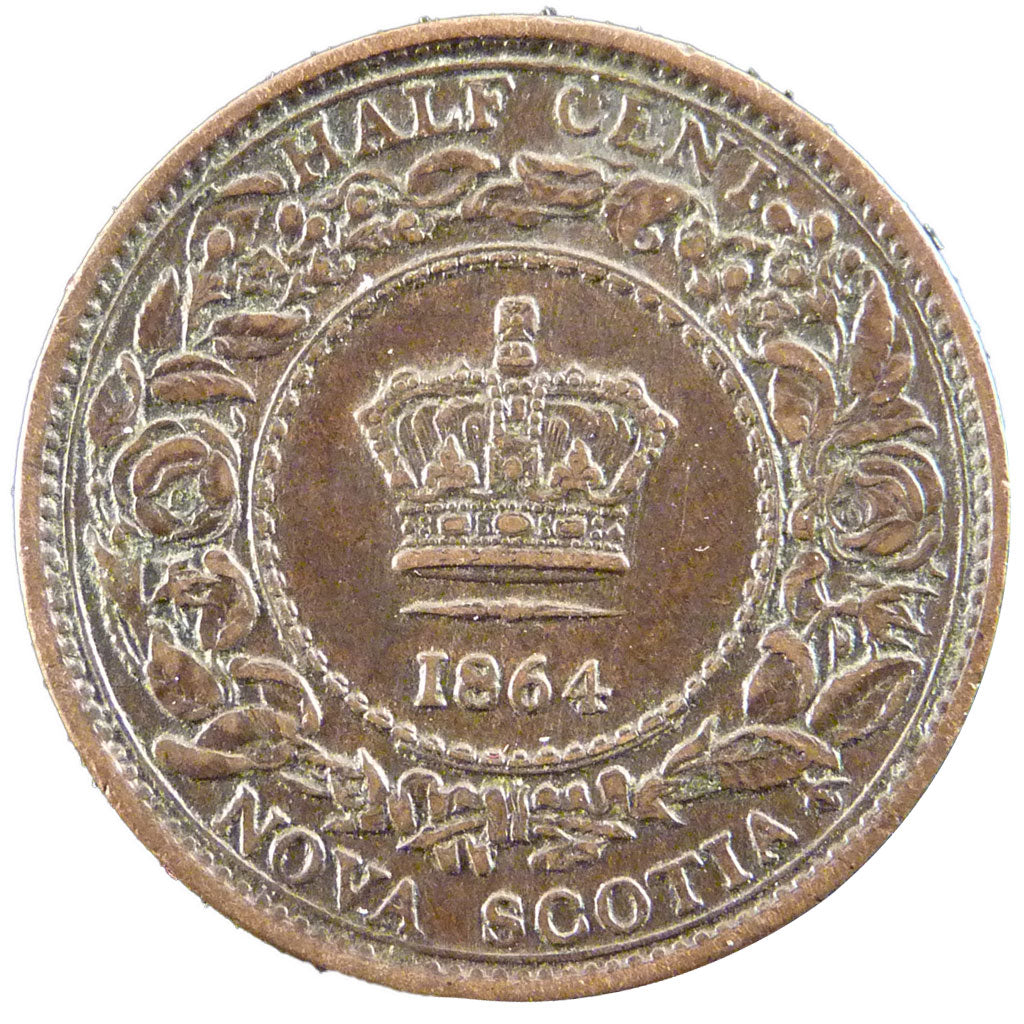 Canada, 1/2 Cent, 1864, AU(50-53), Bronze, 2.80