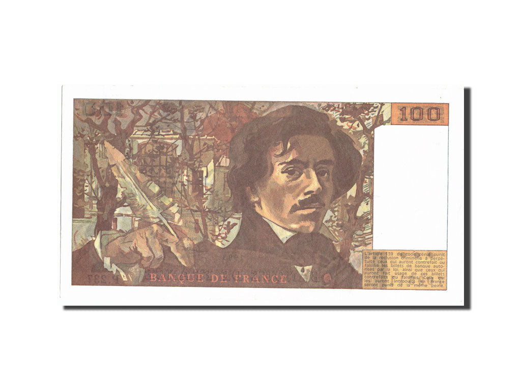 France, 100 Francs, 100 F 1978-1995 ''Delacroix'', 1993, KM:154g, 1993, AU(50...