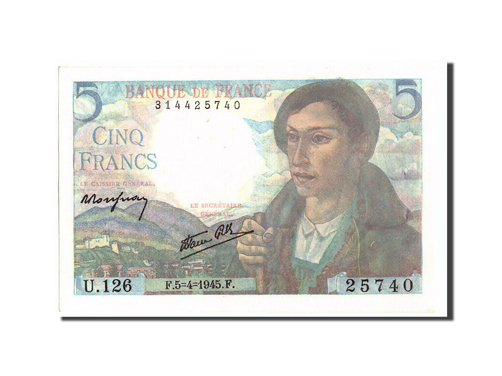 Banconote, Francia, 5 Francs, 5 F 1943-1947 ''Berger'', 1945, 1945-04-05, SPL
