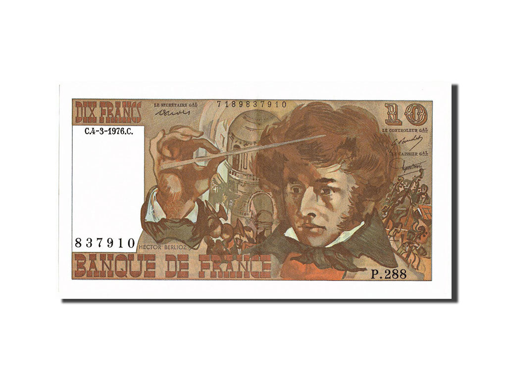 Francia, 10 Francs, 10 F 1972-1978 ''Berlioz'', 1976, KM:150c, 1976-03-04, EB...