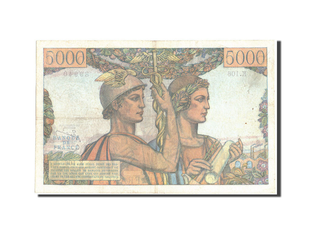 France, 5000 Francs, 5 000 F 1949-1957 ''Terre et Mer'', 1952, KM:131c, 1952-...