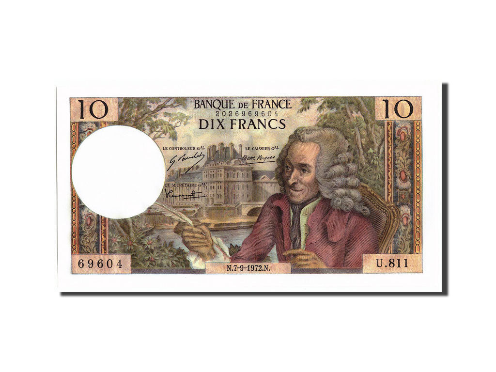 Billete, Francia, 10 Francs, 10 F 1963-1973 ''Voltaire'', 1972, 1972-09-07