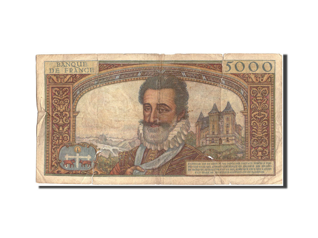 France, 5000 Francs, 5 000 F 1957-1958 ''Henri IV'', 1958, 1958-01-02, KM:135...