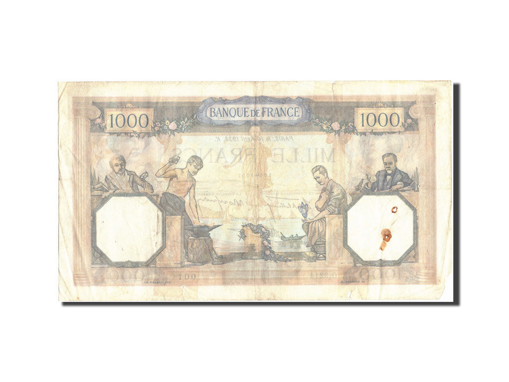 France, 1000 Francs, 1 000 F 1927-1940 ''Cérès et Mercure'', 1938, KM:90c,...
