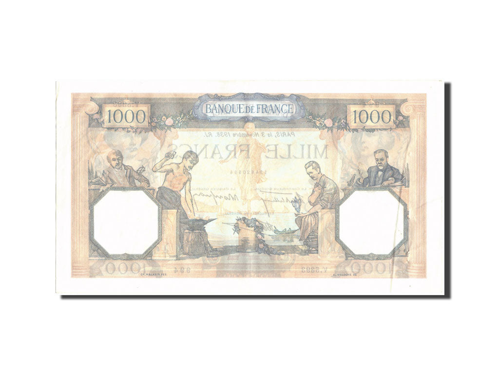 Francia, 1000 Francs, 1 000 F 1927-1940 ''Cérès et Mercure'', 1938, KM:90c,...