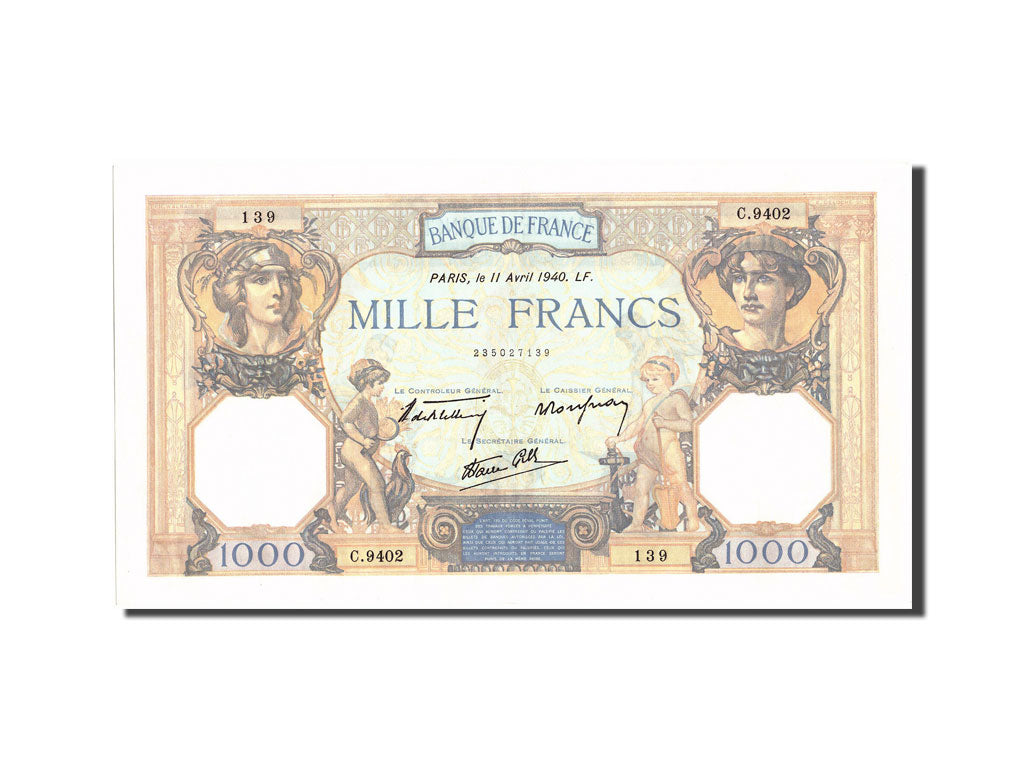 Biljet, Frankrijk, 1000 Francs, 1 000 F 1927-1940 ''Cérès et Mercure'', 1940