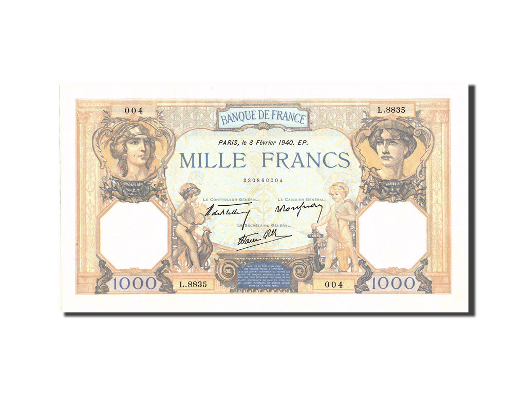 Banknot, Francja, 1000 Francs, Cérès et Mercure, 1940, 1940-02-08, UNC(60-62)