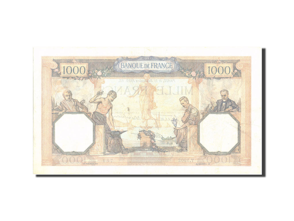 Banknote, France, 1000 Francs, 1 000 F 1927-1940 ''Cérès et Mercure'', 1939
