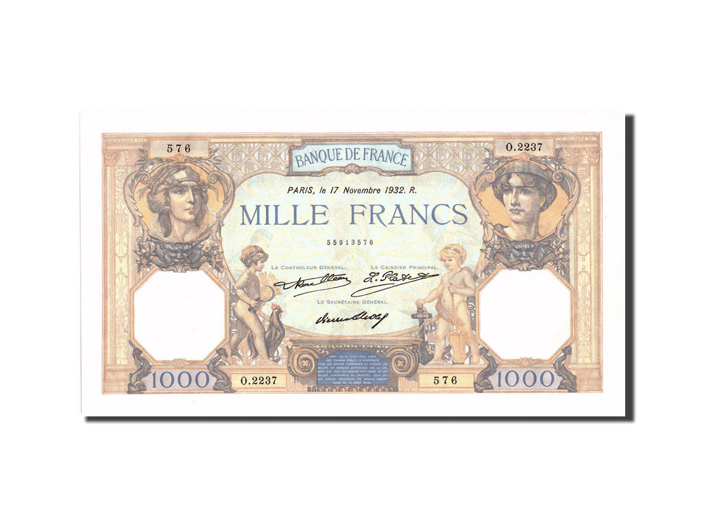 France, 1000 Francs, 1 000 F 1927-1940 ''Cérès et Mercure'', KM:79b, 1932-1...