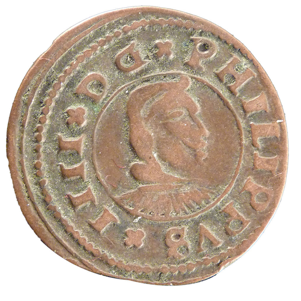Spain, 16 Maravedis, 1662, AU(50-53), Bronze, 4.20