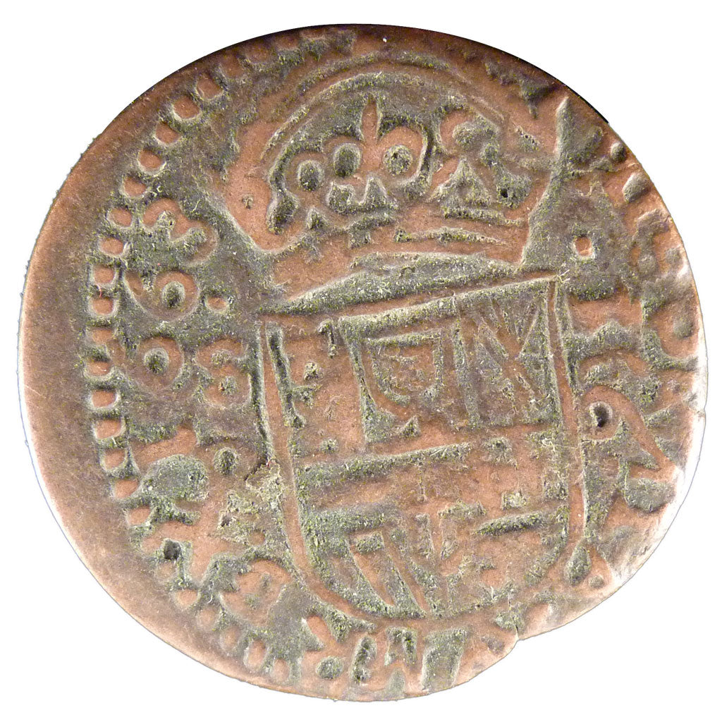 SPAIN, 16 Maravedis, 1663, Segovia, KM #172.6, VF(20-25), Copper, 4.00
