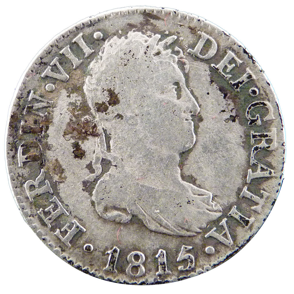 Spain, 2 Réales, 1815, KM #460 2, VF(20-25), Silver, 5.80