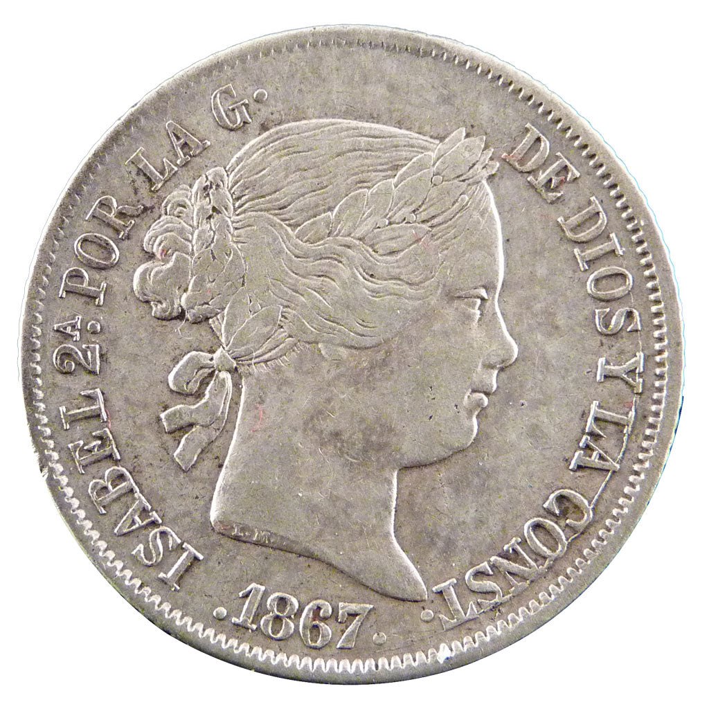 Spain, 40 Centimos De Escudo, 1867, KM #6282, EF(40-45), Silver, 5.00