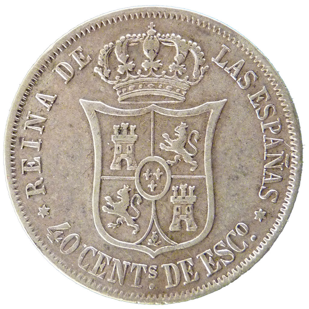 Spain, 40 Centimos De Escudo, 1867, KM #6282, EF(40-45), Silver, 5.00
