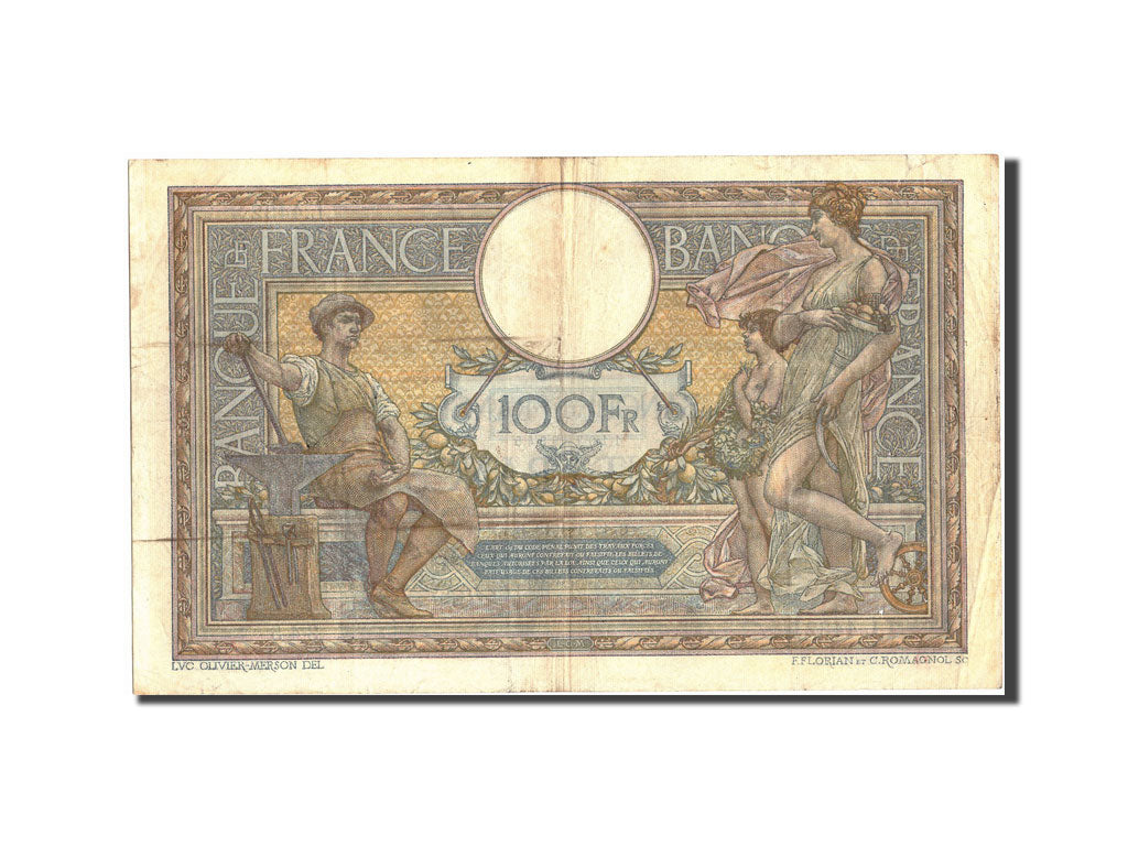 France, 100 Francs, 100 F 1908-1939 ''Luc Olivier Merson'', 1918, 1918-01-12