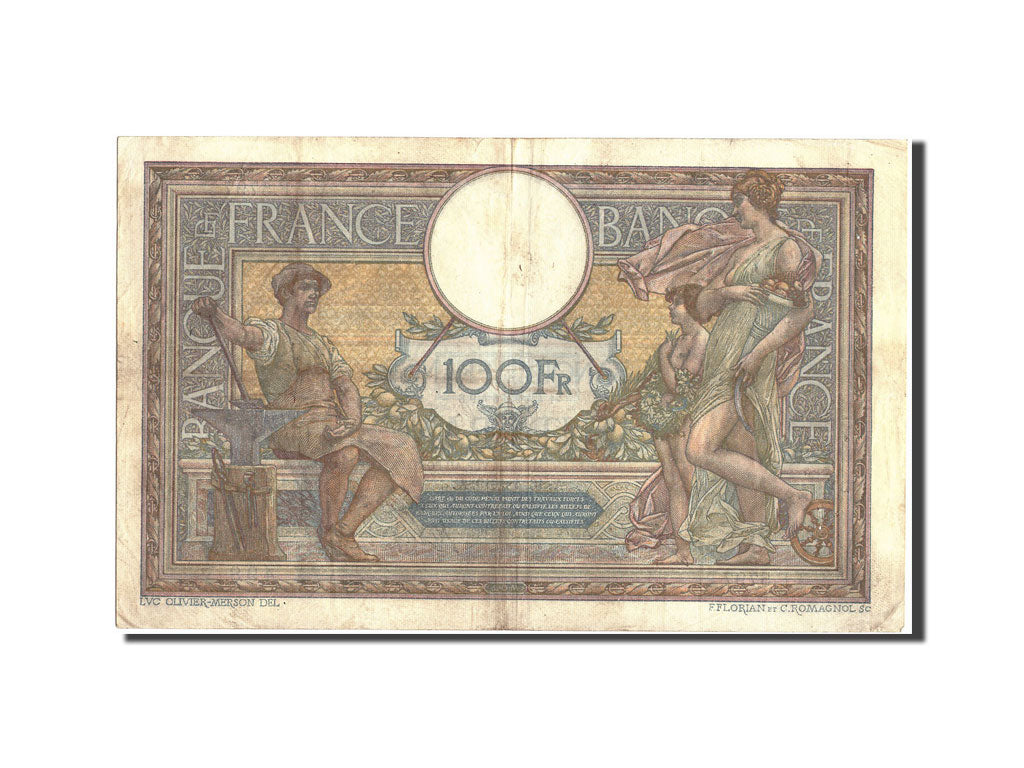 Banknote, France, 100 Francs, 100 F 1908-1939 ''Luc Olivier Merson'', 1919