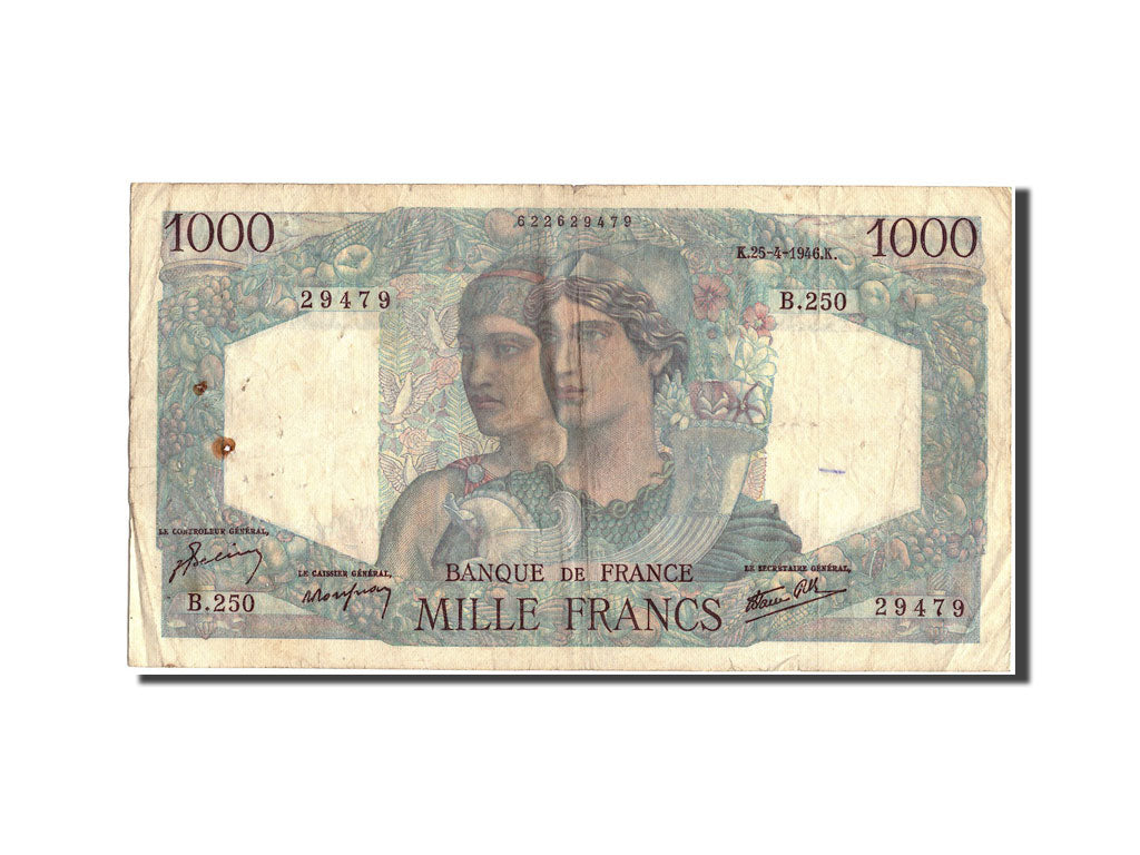 Banknote, France, 1000 Francs, 1 000 F 1945-1950 ''Minerve et Hercule'', 1946