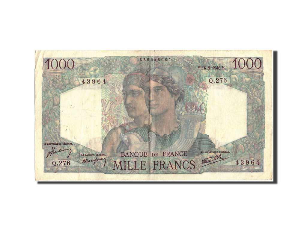 Banconote, Francia, 1000 Francs, 1 000 F 1945-1950 ''Minerve et Hercule'', 1946