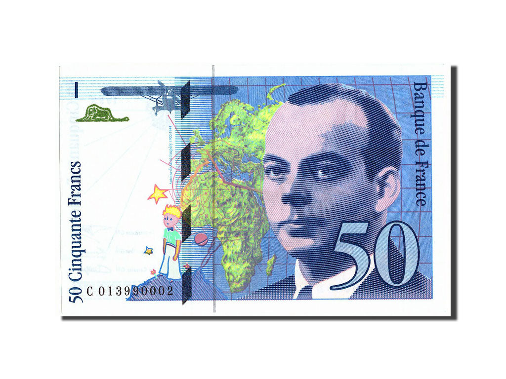 Frankreich, 50 Francs, 50 F 1992-1999 ''St Exupéry'', 1993, KM:157b, 1993