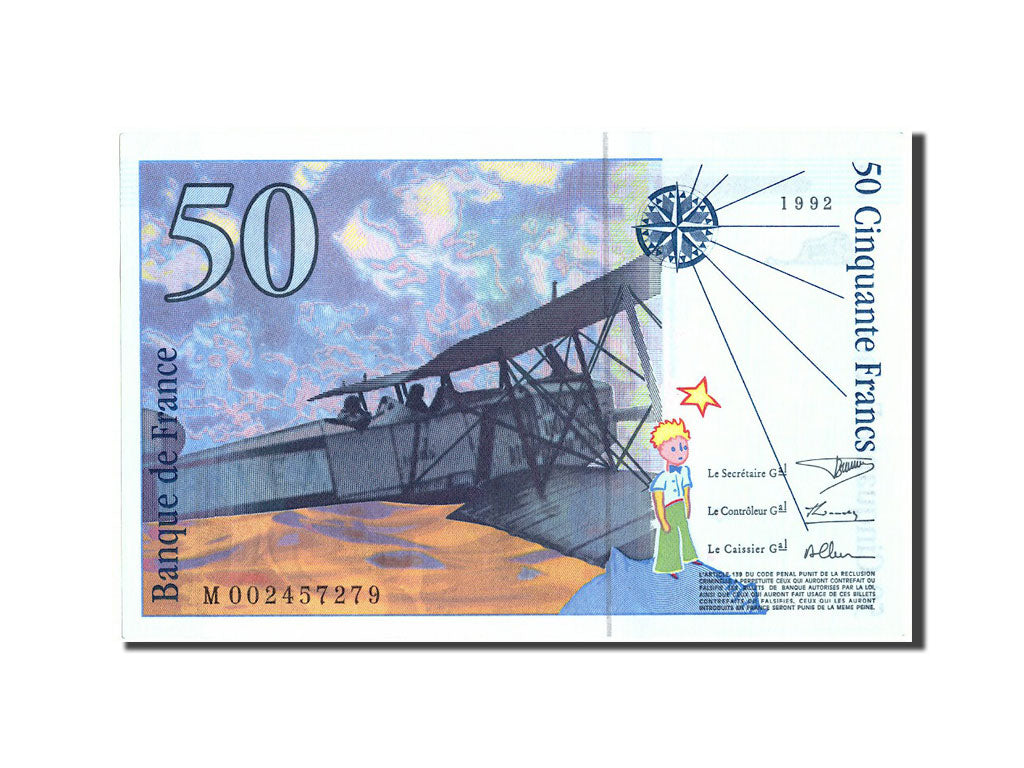 France, 50 Francs, 50 F 1992-1999 ''St Exupéry'', 1992, KM:157a, 1992, UNC(64)