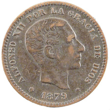 SPAIN, 5 Centimos, 1879, KM #674, EF(40-45), Bronze, 4.90