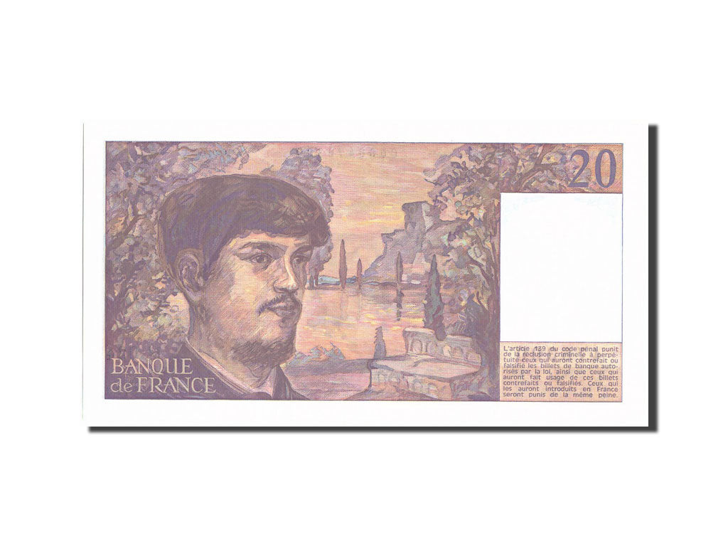 France, 20 Francs, 20 F 1980-1997 ''Debussy'', 1989, KM:151c, 1989, UNC(60-62)
