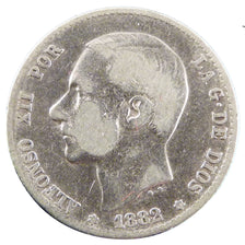 SPAIN, Peseta, 1882, KM #686, VF(30-35), Silver, 23, 4.70