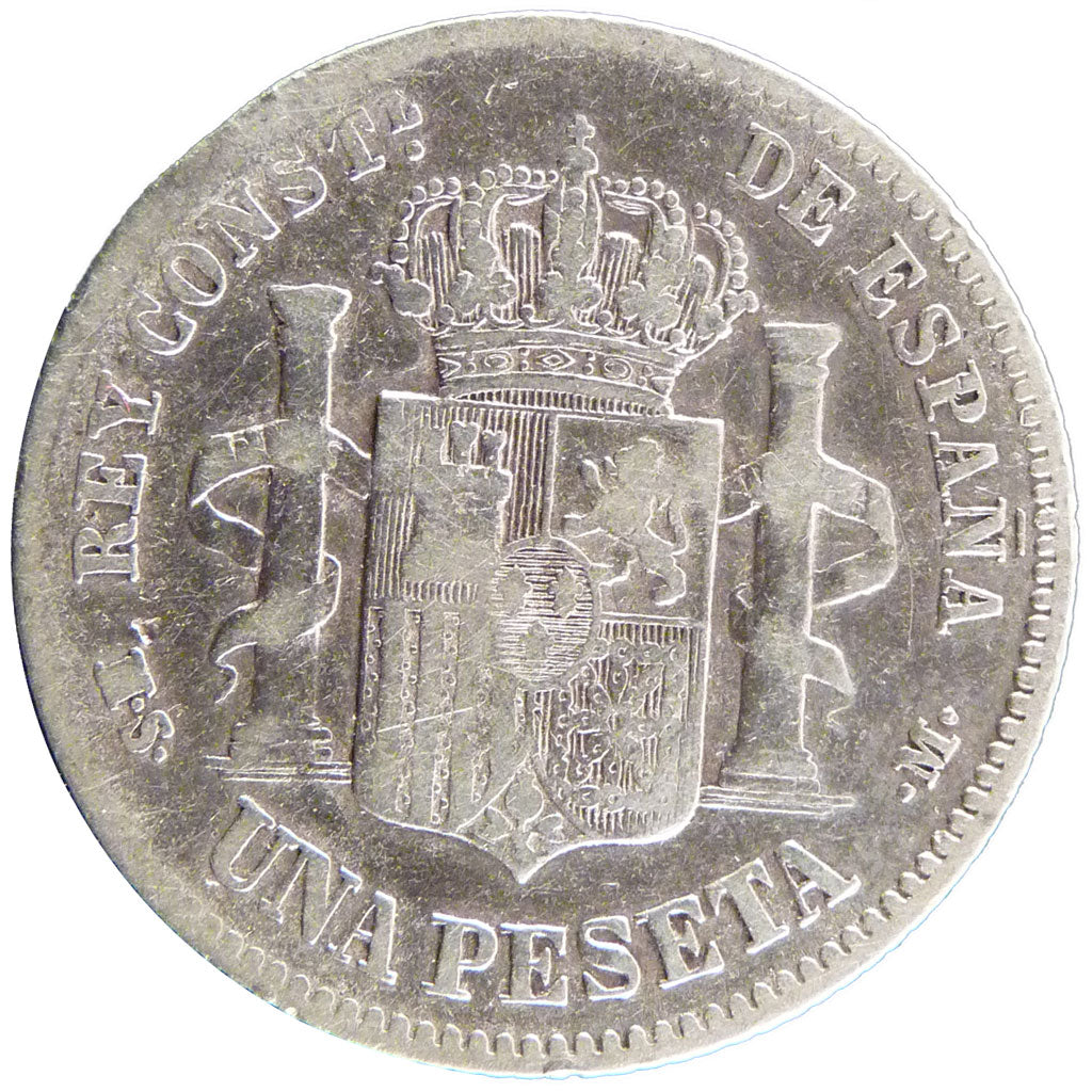 SPAIN, Peseta, 1882, KM #686, VF(30-35), Silver, 23, 4.70